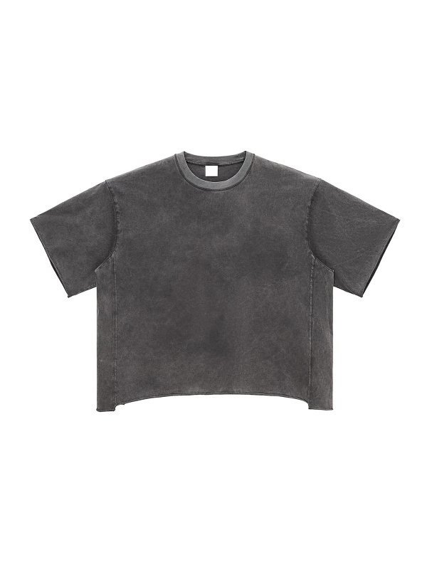 Raw Edge Snow Washed Boxy T-Shirt #RT0014 | TAPSTITCH